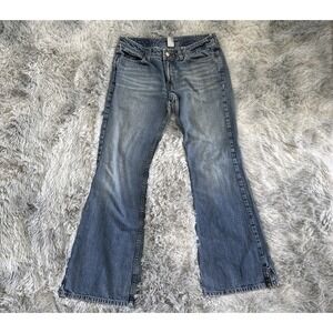 VINTAGE Lucky Jeans Womens 6 dungarees USA MADE Tear In Patch Distress READ